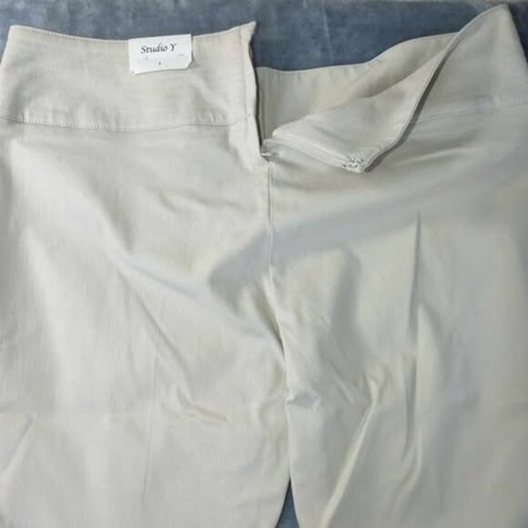 Maurices Studio Womens 7 Y Beige Flared Pants Stretch‎ Career Slacks Minimalist - Picture 5 of 10